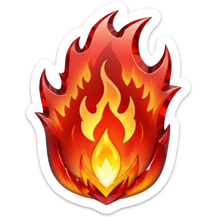 Red flaming crystal with a $ carved into the center of the crystal. sticker