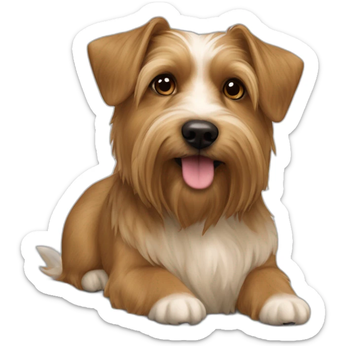 jack Russell cross apoloso cross Yorkshire terrier - long hair light brown all over - fat dog sticker