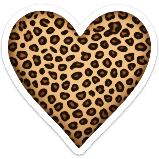 leopard print heart sticker