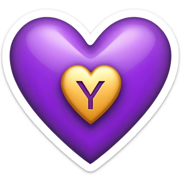 The Letter “y” inside a Purple Heart sticker
