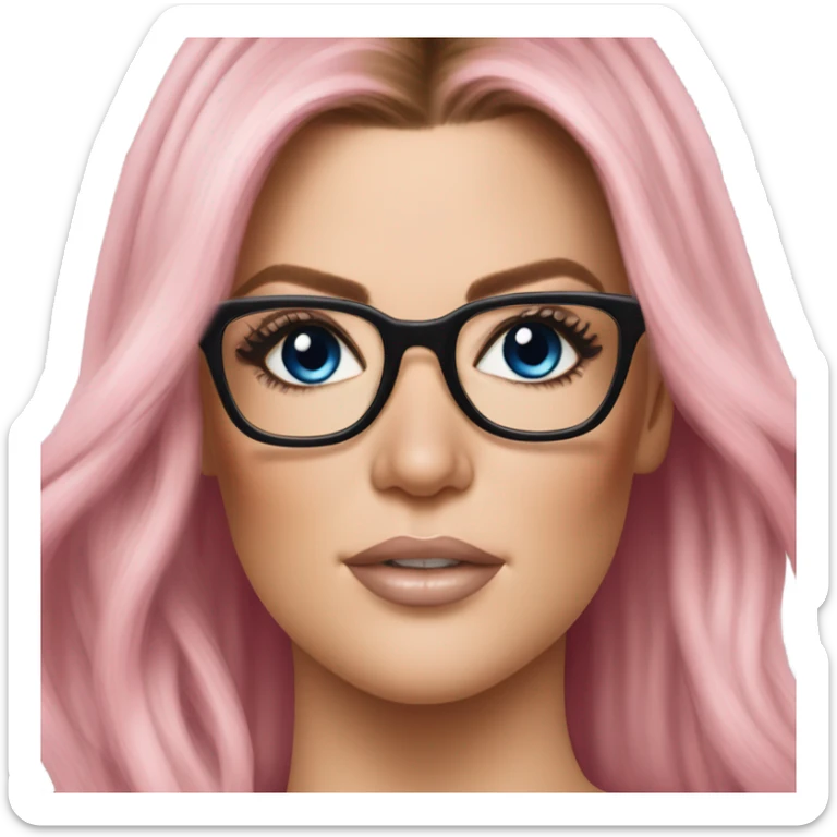 Photo Realistic khloe kardashian stylish pink hair BLUE eyes and glasses elegant  sticker