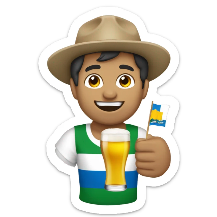 borracho con una cerveza en la mano y la bandera de Uruguay sticker