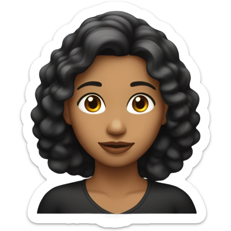 Una mujer joven de piel blanca y cabello negro largo y ondulado. sticker