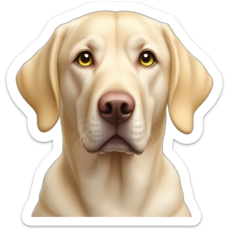 yellow labrador, pink nose green eyes wet pink nostrils, droopy pink eyelidsss sticker