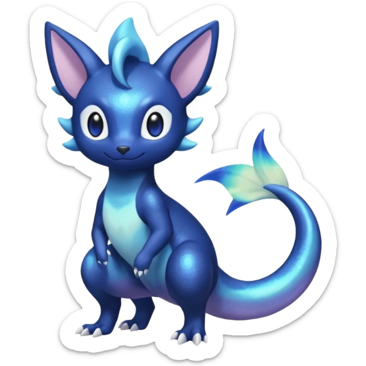 Shiny pastel Nebulae Salandit-Meowstic-Noibat-Fakémon-hybrid-creature (full body)  sticker