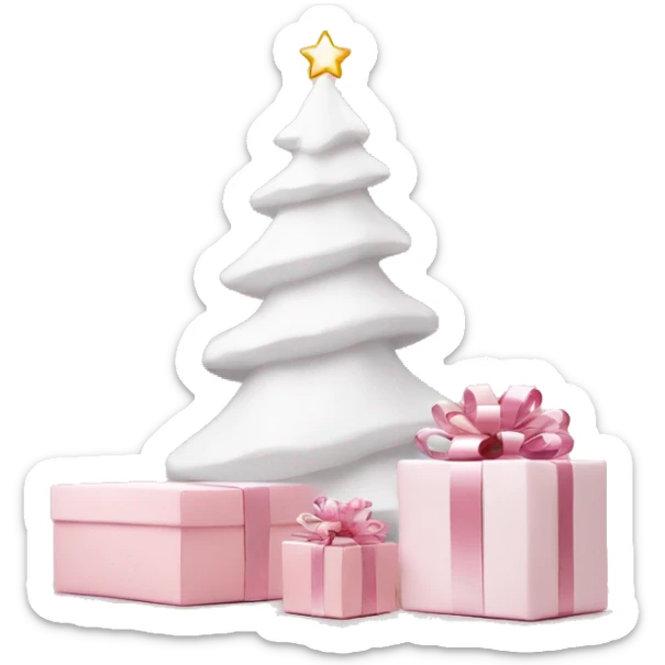 Light pink Christmas gifts under a white Christmas tree  sticker