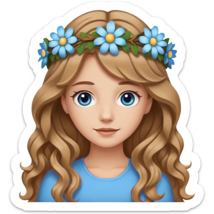 White girl with light brown wavy long hair and blue eyes who likes to go to festivals sticker