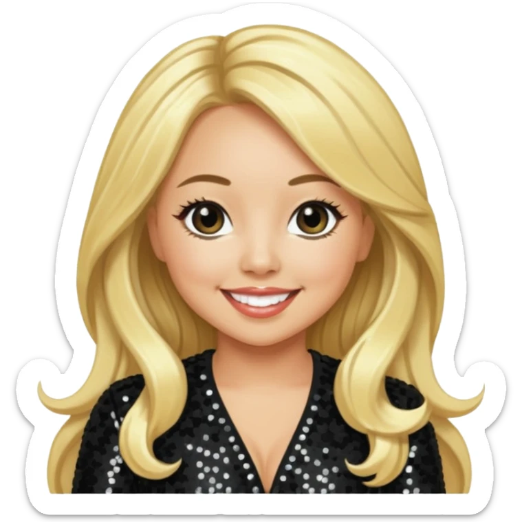 Sabrina Bryan from Cheetah Girls with long blonde hair, black sequin outfit sticker