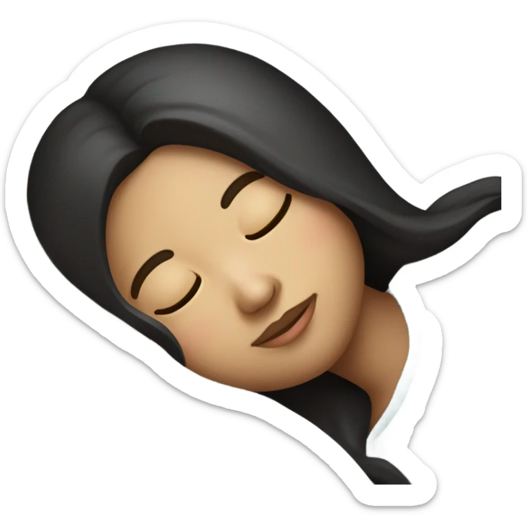 Very attractive girl with long dark hair, sleeping comfortably light skin sticker