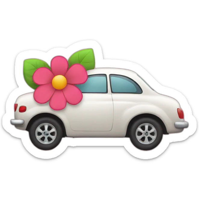 Car with a flower sticker