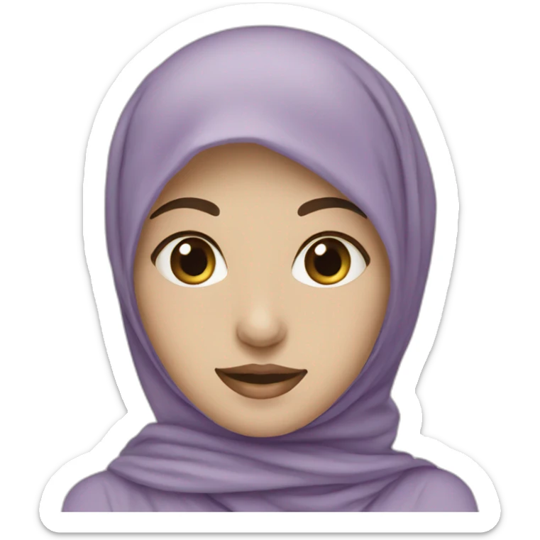 Emoji , girl , hijab , creamy white, soft purple , mask sticker
