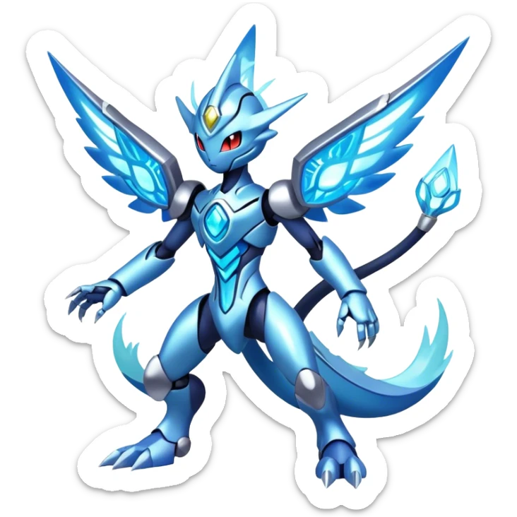 Shiny Futuristic Celestial Fakemon-Pokemon-Digimon-Spectrobes-fusion, full body sticker