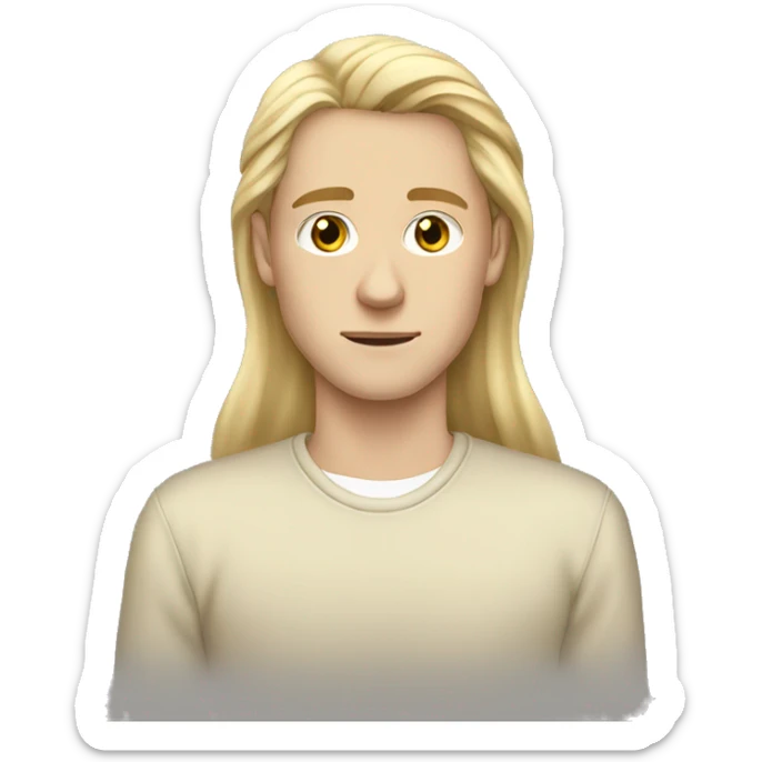 white german teen male with long blond hair and beige long sleeved short sticker