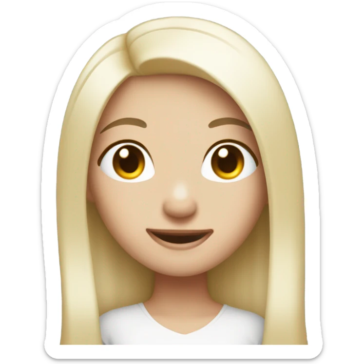 Female emoji with white skin, long straight black hair, winking expression, named Carly sticker