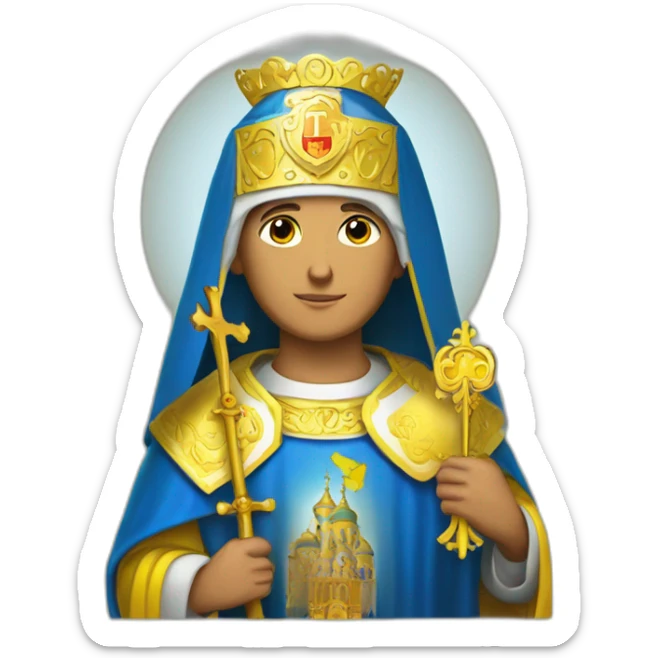 saint mykolay on the protection of ukraine with gifts sticker