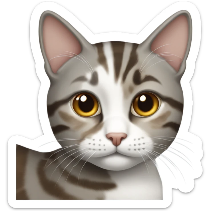 gray white and brown tabby cat sticker
