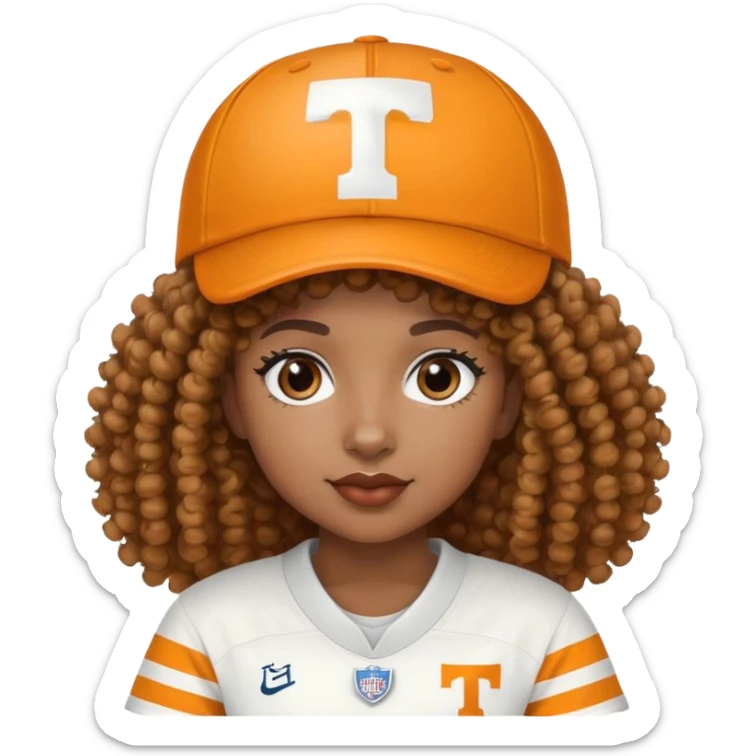 Black girl with curly hair and a Tennessee football hat sticker