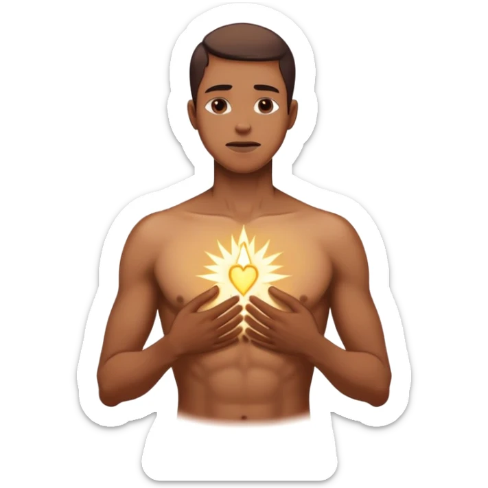 transition from a man with a spiritual pain on his chest growing up to a man with a soul glowing on his body representing his healed version karmically and using that energy to heal others sticker