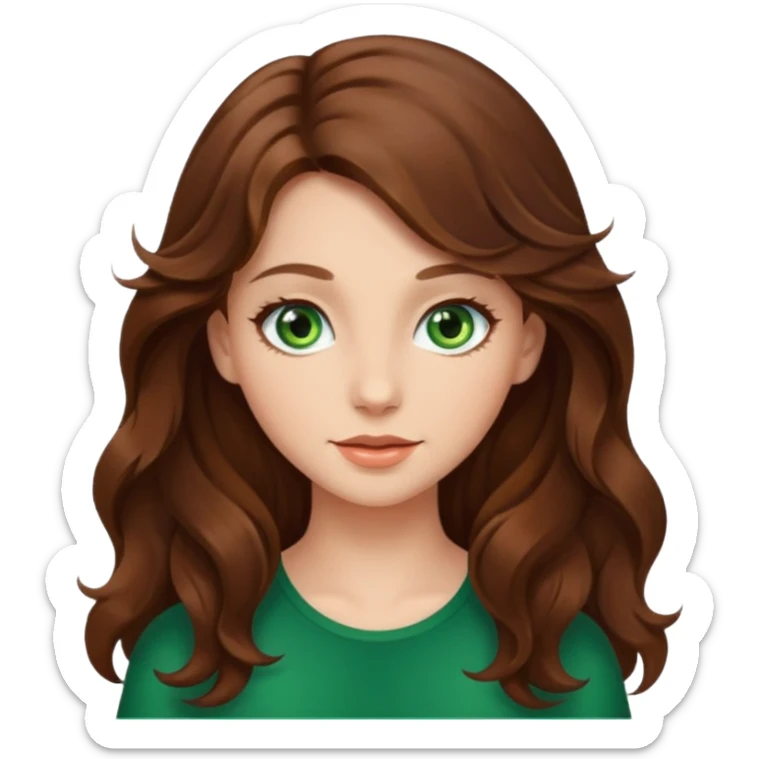 Beautiful girl,wavy hair，long hair,green eyes  sticker