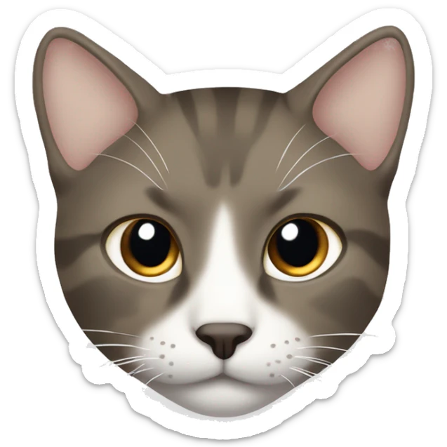 brown/greyish cat with white under his chin and on his chest and a thin line around his eyes sticker