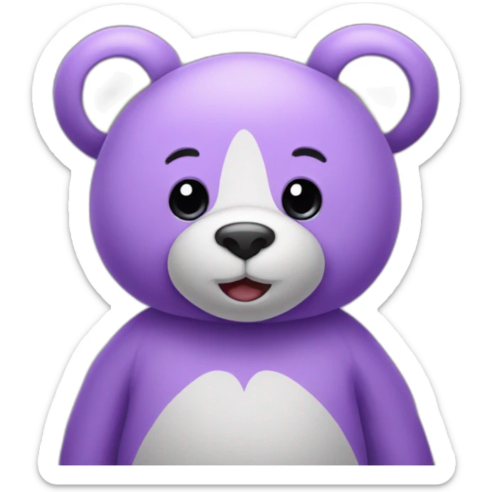Un nounours qui tien un coeur violet très claire sticker