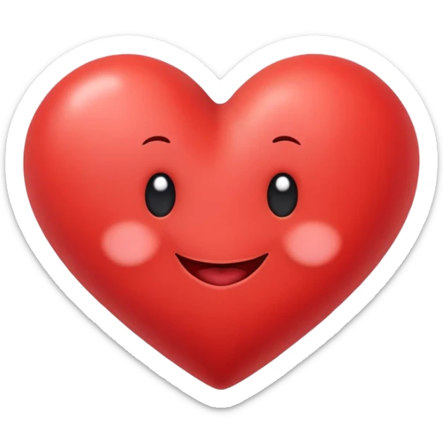 A cute red heart cartoon with a happy face, where the two top lobes of the heart are rounded and designed to look exactly like butt cheeks sticker