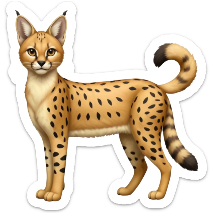 Serval-Caracal-Caraval-Seracal-animal-Fakémon-hybrid (full body) sticker