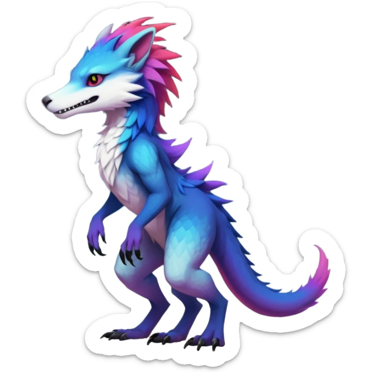 Exotic colorful badass elegant wild beautiful natural cute badass epic anthro modern furry sergal-vernid-creature, full body, colors-gradient pretty hair, aesthetic, art by LiLaiRa, art by art by Falvie sticker