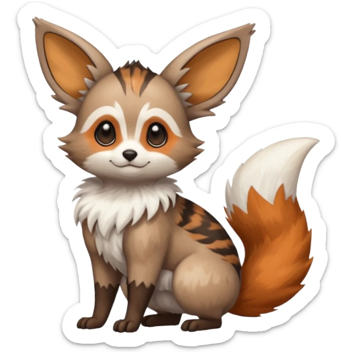 Civet-Minccino-Cacomistl-Eevee-Trico-hybrid-fusion (full body) sticker