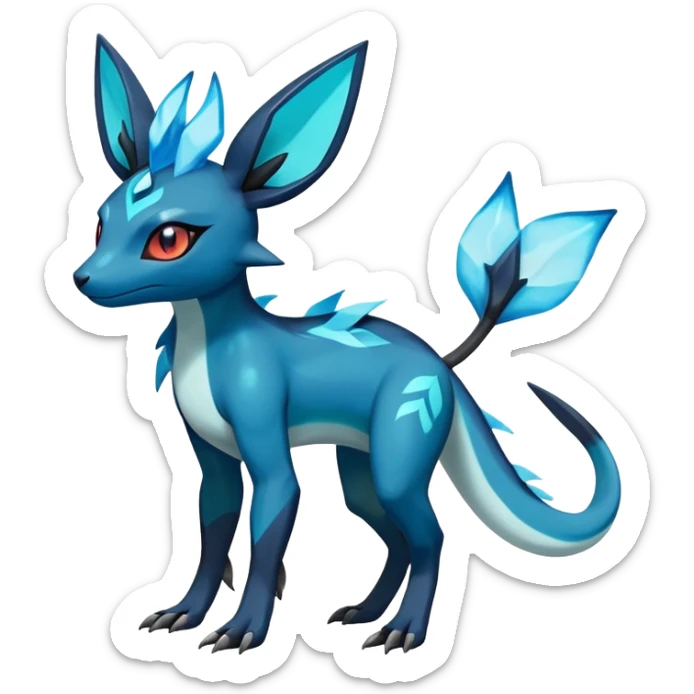 Colorful Dark Shiny Exotic Salandit-Aurorus-Glaceon-Fakémon-hybrid-creature (full body)  sticker