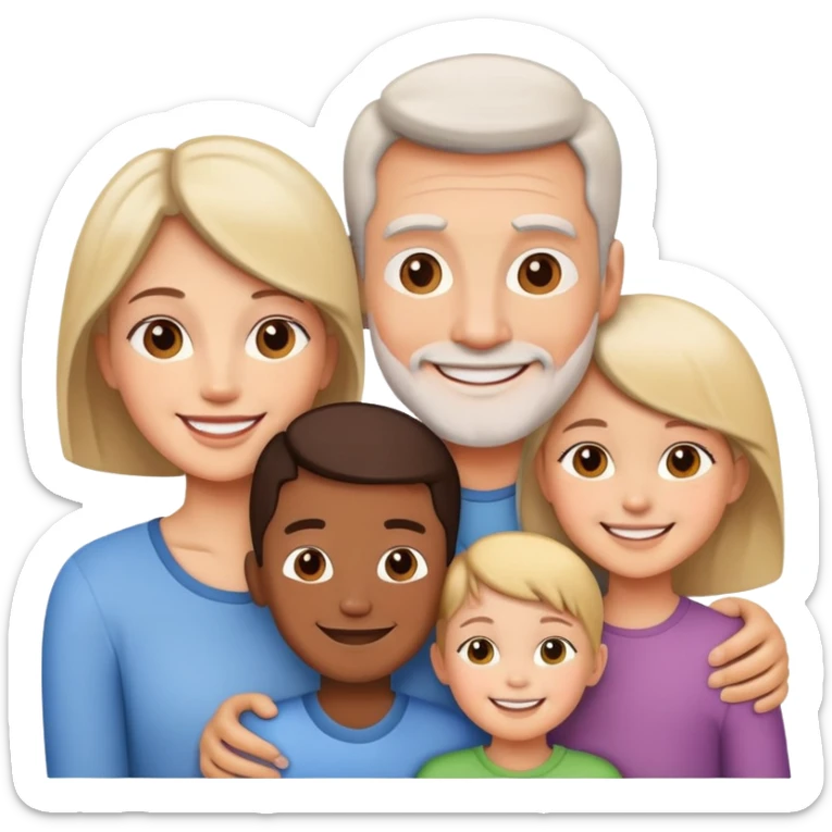 happy family with parents and two children smiling together sticker