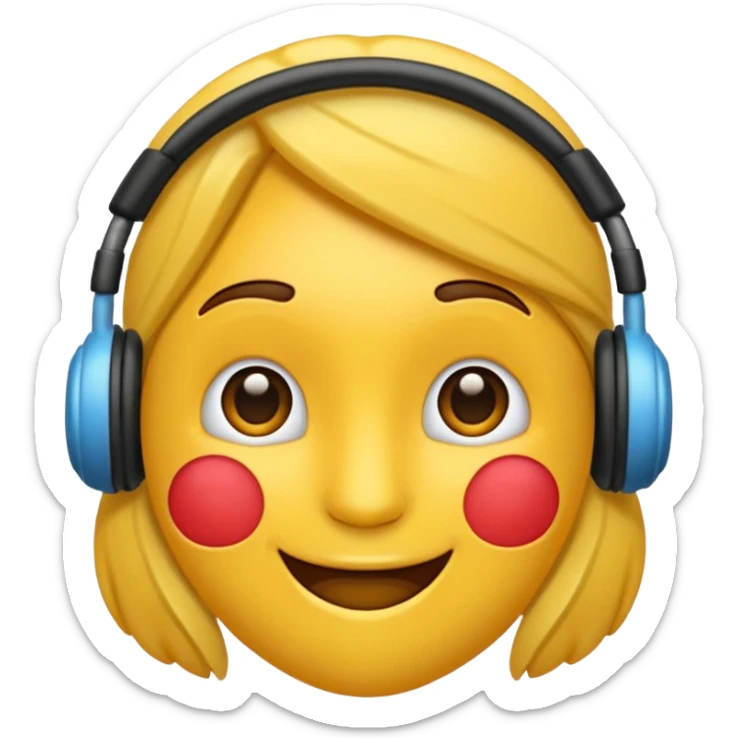 Un emojis feliz con audífonos puestos pero sin  naris un sencillo el emojis  sticker
