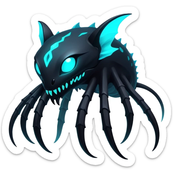Black Dark Exotic Nocturnal Neon-glowing Abyssal Nightly Abyss-Fakémon-Creature sticker