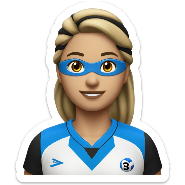 jugadora de voley con vestimenta azul y rayas negras morocha y camiseta numero 3 sticker
