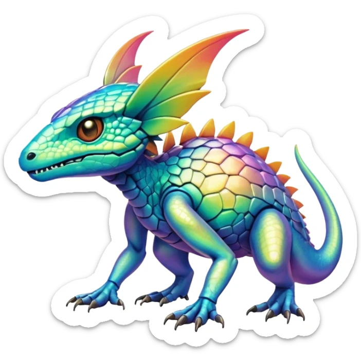 exotic tropical iridescent cyber-Fakémon-Vernid-creature sticker