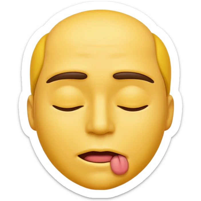  A male emoji with hyper lips with it’s eyes closed not smiling with its mouth closed and it’s yellow while making the ishowspeed face sticker