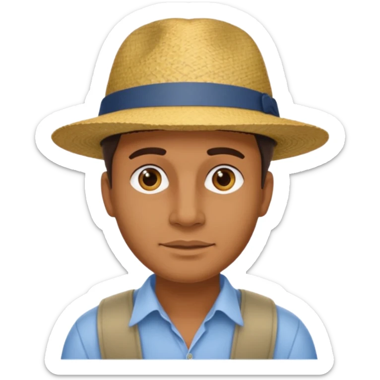 homme créole réunionnais avec chapeau arrive avion a gillot sticker