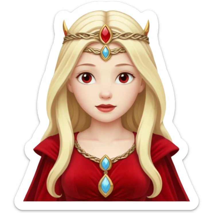 Freya, Love Goddess from Norse Mythology with long blonde hair, red outfit sticker