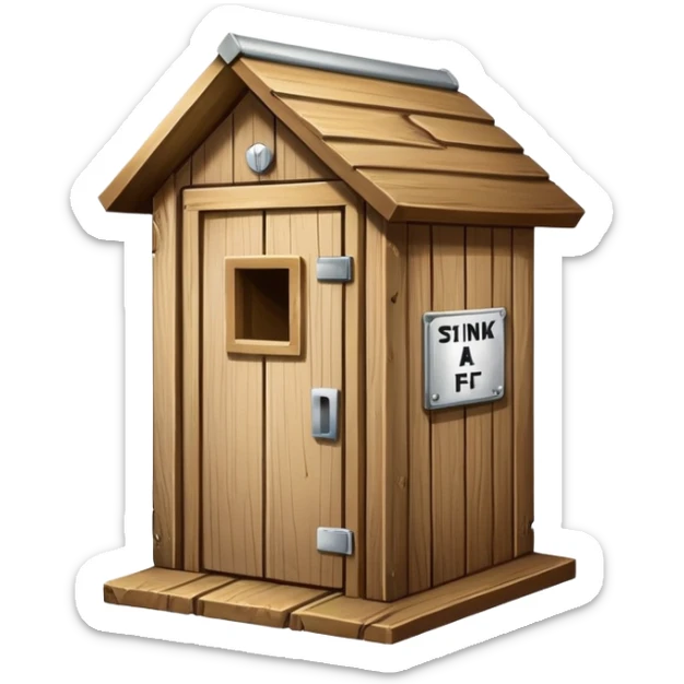 A trophy in the shape of an outhouse there are at he base “I stink at FF” sticker