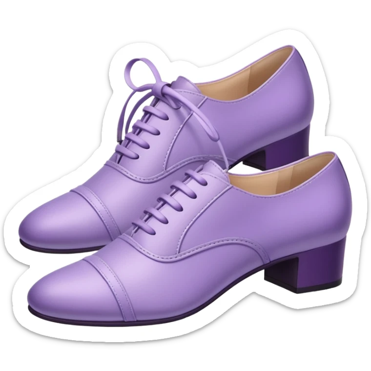 A 3D cartoon lavender-purple Formal shoes with soft texture, lace-up detail, and smooth reflections, isolated on plain background, Memoji-style. sticker