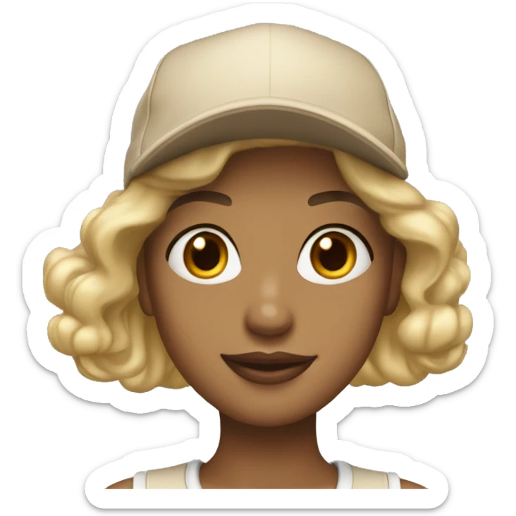 Blonde girl with new era cap in beige and golden earrings sticker