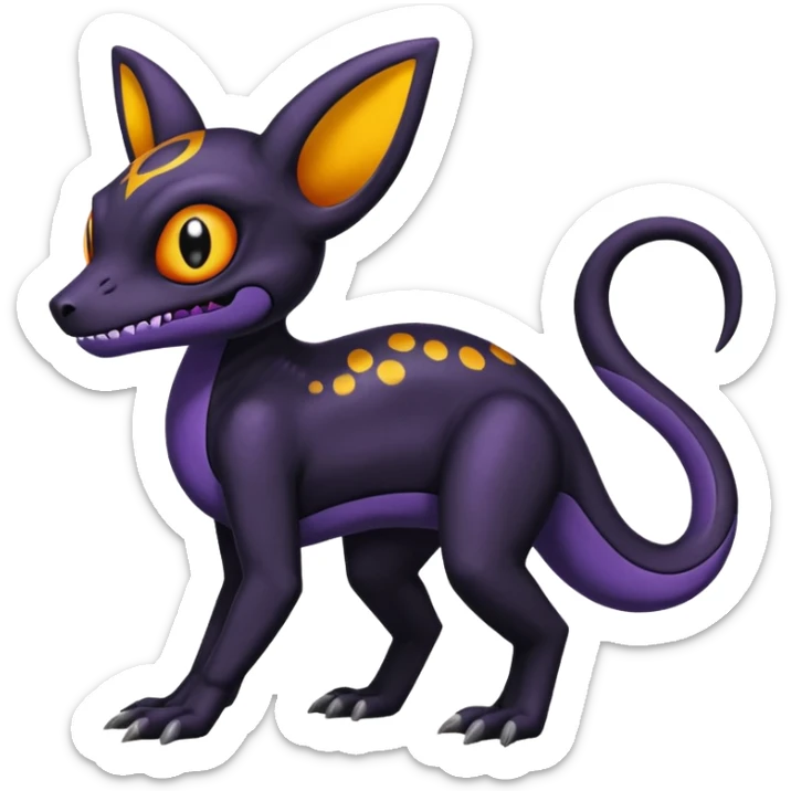 Vintage Dull Dark Gloomy Duskull-Salandit-Umbreon-Fakémon-hybrid-creature (full body)  sticker