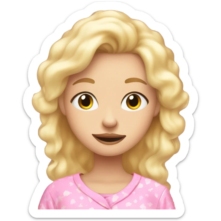 Aesthetic blonde girl waking up from her beauty sleep in a pink pjs sticker
