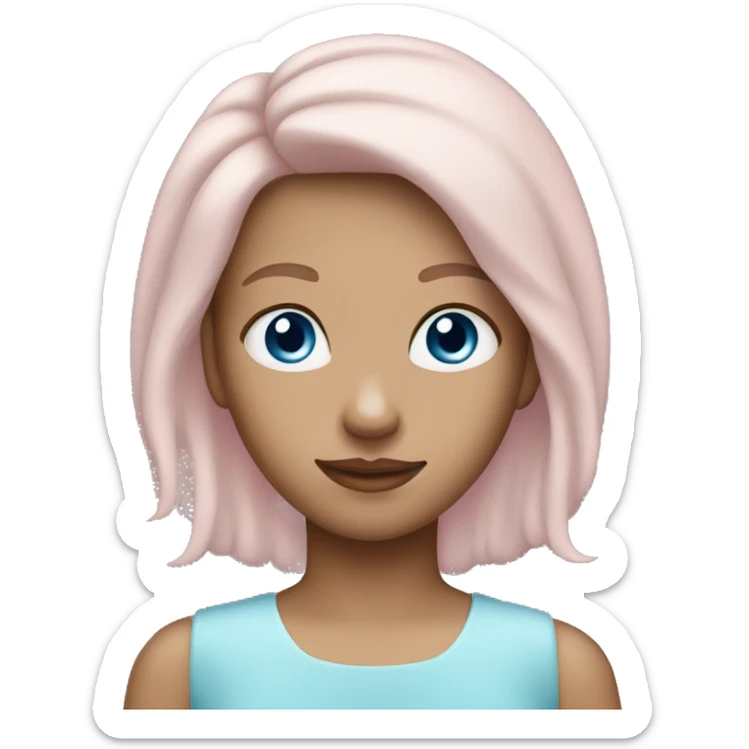Pastel pink tan Girl with brown hair and blue eyes tiara emoji sticker