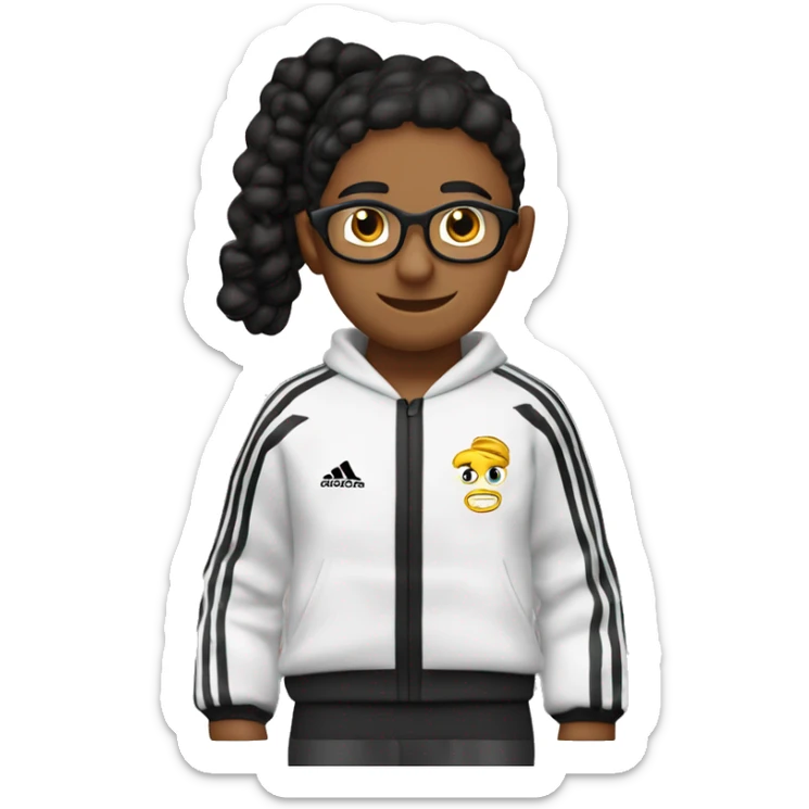 Profesor Educación Física sudadera negra Adidas. Cabello juvenil corto de color negro hacia el costado, con aretes tipo argolla. Sin lentes. sticker