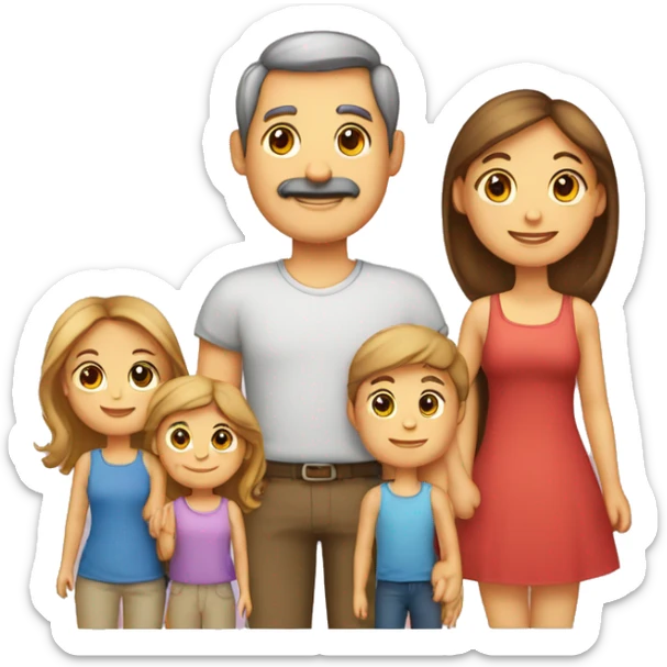 Famille 4 personne 1 fils aîné 1 fille cadette 1 père 1 mère sticker