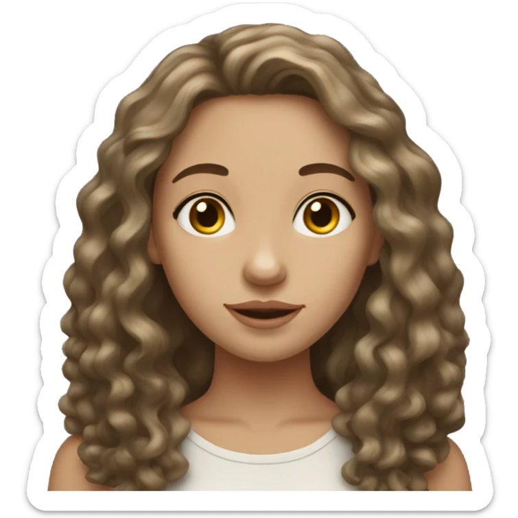 19 year old women with brunette wavy hair but whiter skin tone sticker