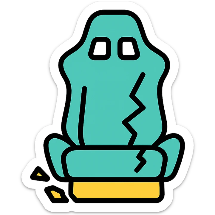 broken sports seat, minimal, clean, inspired by Airbnb category icons, simple color palette, clear outlines, modern icon style sticker