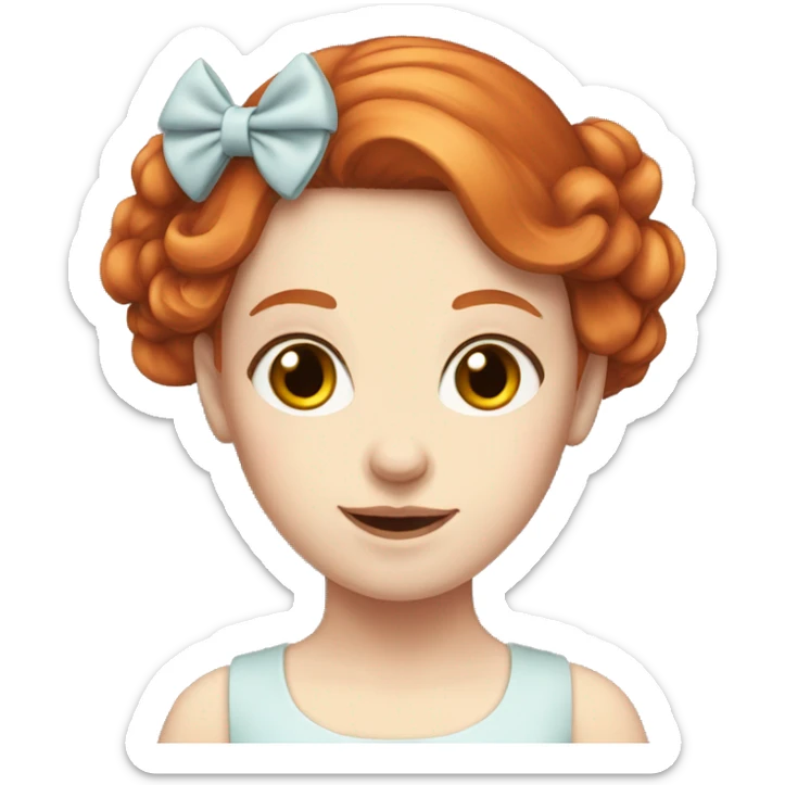 Red-haired girl with bow in hair with pale skin sticker