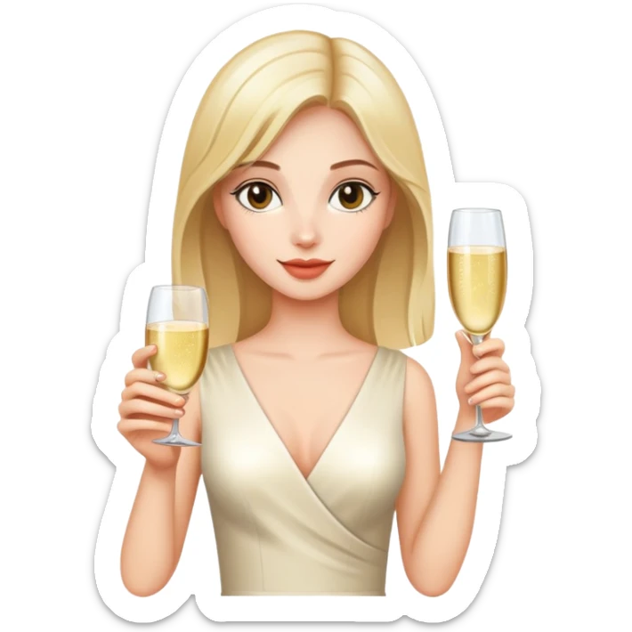 A beautiful girl holds a glass of champagne in one hand sticker
